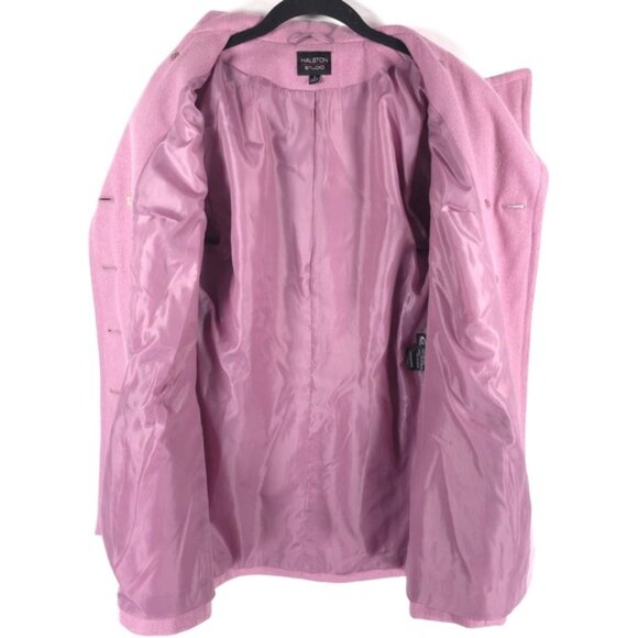 HALSTON STUDIO WOOL Blend Pink Coat Double Breasted UKRAINE🇺🇦MADE Size 8 - Picture 3 of 14